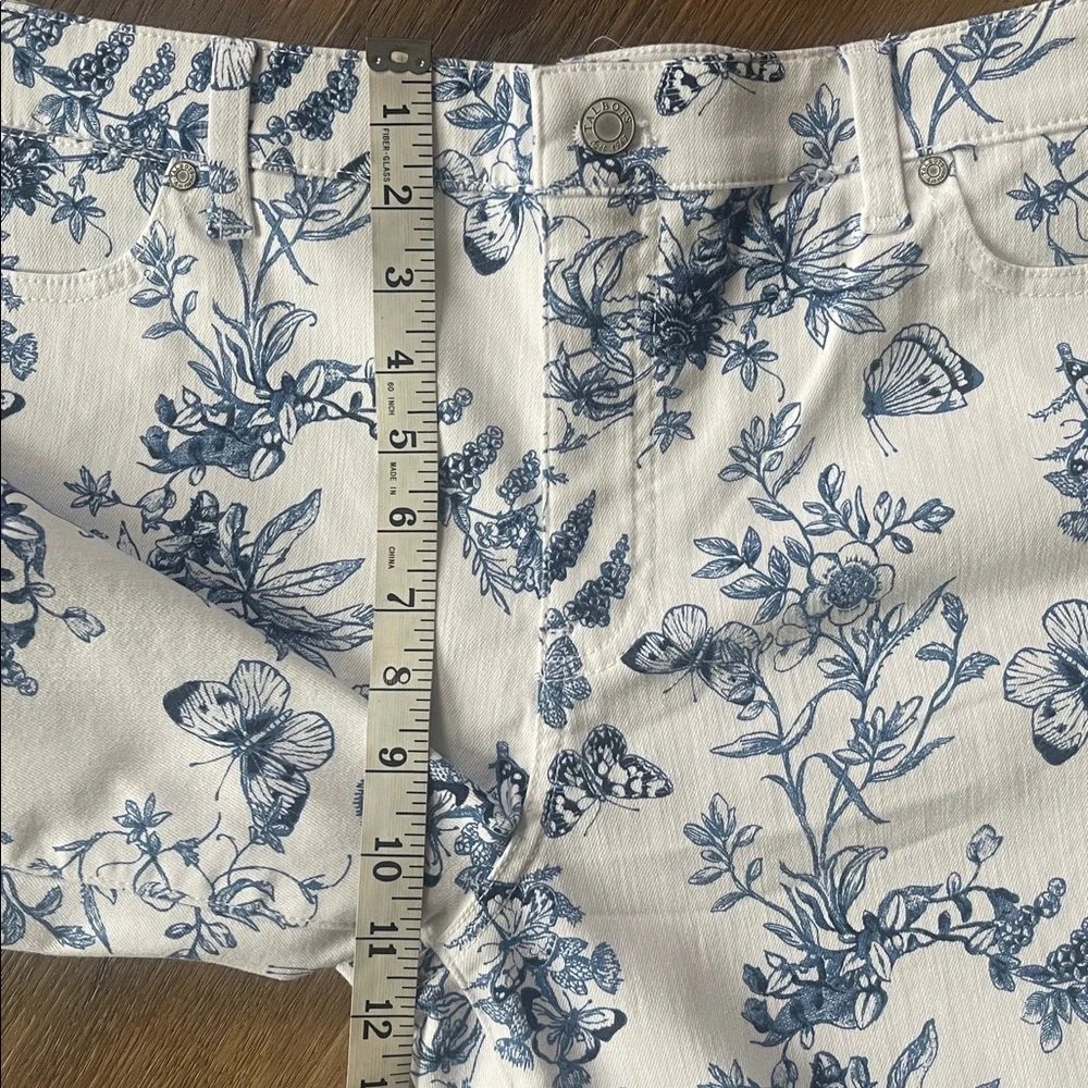Talbot’s Slimming Ankle Jean Blue& White Butterfly Toile Print Size 14 - Picture 8 of 14